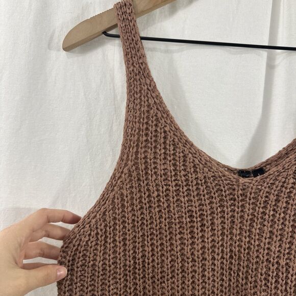 Moon & Madison Brown Knit Vneck Sleeveless Sweater Vest Top Womens Size L Boho - Picture 4 of 6